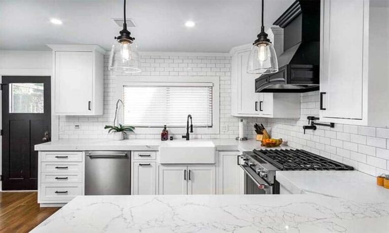 C Shaped Quartz Kitchen - modularkitchen