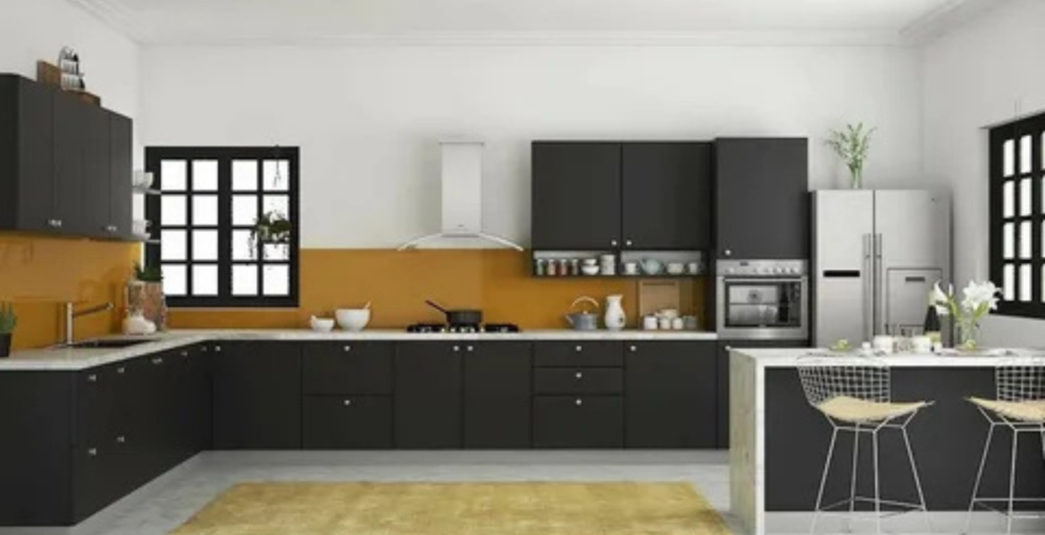 L shaped modular kitchen