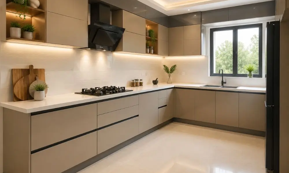 Why is an L-shaped design ideal for small and medium-sized kitchens?