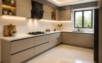 Why is an L-shaped design ideal for small and medium-sized kitchens?