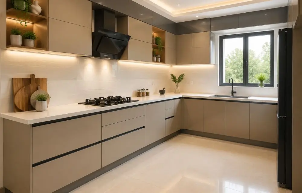 Why is an L-shaped design ideal for small and medium-sized kitchens?