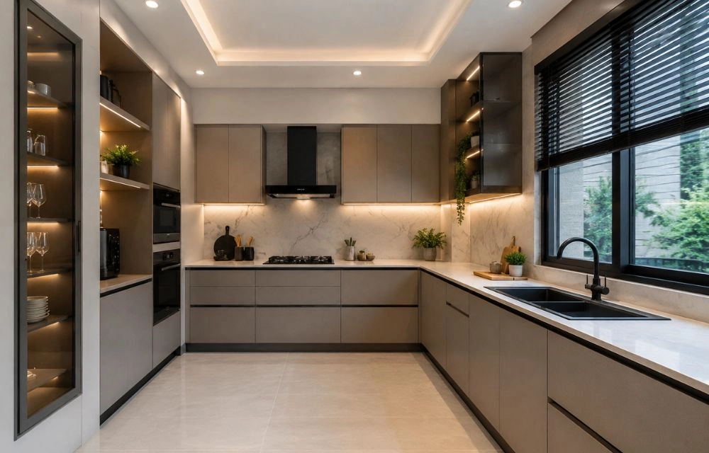 Minimalist Monochrome Straight Kitchen